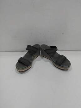 Women's Olive Green Leather Wedge Slides Size 10