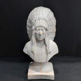 Bradley's White Ceramic Native American Chef Bust Statue 18.5" Tall