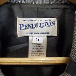 Pendleton Womens Blazer Wool Silk Blend Jacket Leather Trim Sz 12 alternative image