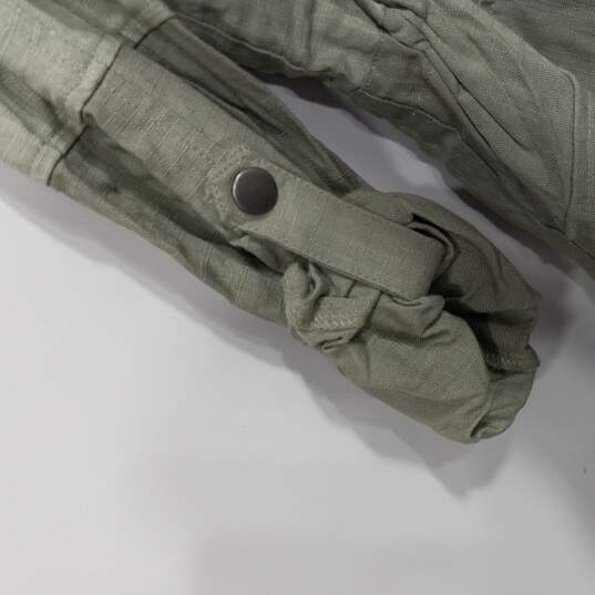 Buckle Blu Pepper Green Linen Zip-Up Rolled-Sleeves Jacket Sz S NWT image number 3