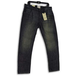 Mens Blue Denim Medium Wash Pockets Stretch Straight Leg Jeans Size 36x32