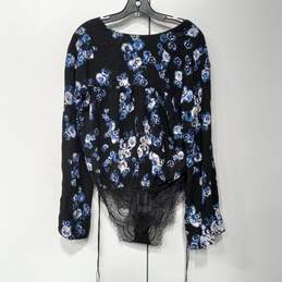 Free People Women's Black/Blue Floral Blouse Bodysuit Size S NWT alternative image