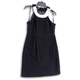NWT Womens Black Embellished Sleeveless Round Neck Back Zip Mini Dress Sz 6