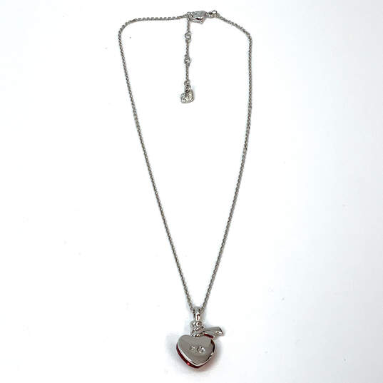 Designer Swarovski Silver-Tone Red Heart Shape Pendant Necklace image number 3