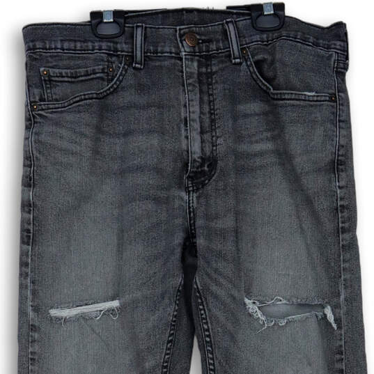 Mens 515 Gray Distressed Dark Wash Pockets Denim Straight Leg Jeans Size 34X30 image number 3