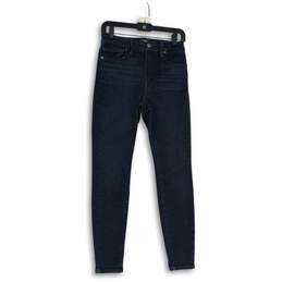 Womens Blue Denim Dark Wash 5-Pocket Design Skinny Leg Jeans Size 6-12