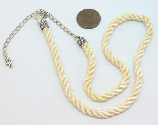 Carolyn Pollack 925 Cream Tone Cord Necklace 7.3g image number 4