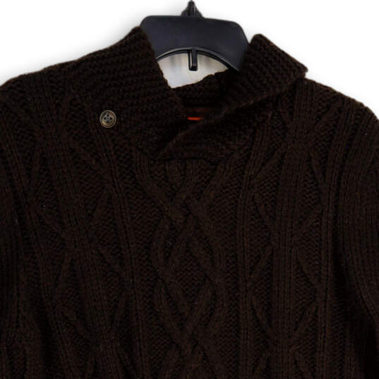 Womens Brown Cable Knit Long Sleeve Mock Neck Pullover Sweater Size M image number 3
