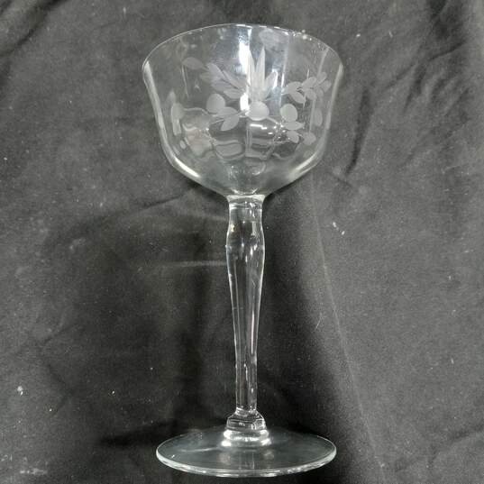 6pc Set of Etched Glass Sherry Glasses image number 4