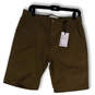NWT Mens Brown Twill Slim Fit Stretch Flat Front Pockets Chino Shorts Sz 32 image number 1