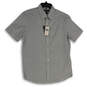NWT Mens White Black Printed Short Sleeve Button-Up Shirt Size Medium image number 1