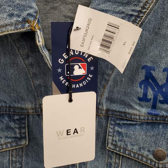 WEAR Women Blue NY Mets Denim Jacket XL NWT image number 3