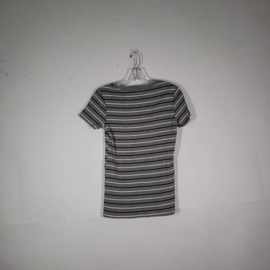 Womens Regular Fit Striped V-Neck Short Sleeve Pullover T-Shirt Size Small image number 2