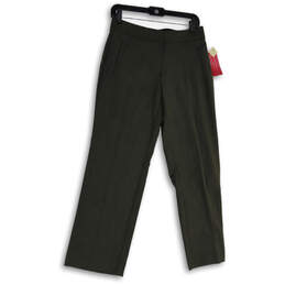 NWT Womens Gray Flat Front Welt Pocket Straight Leg Ankle Pants Size 6P