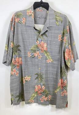 Tommy Bahama Mens Multicolor Floral Silk Short Sleeve Button-Up Shirt Size XL