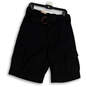 NWT Mens Black Flat Front Belted Pockets Straight Leg Cargo Shorts Size 30 image number 1