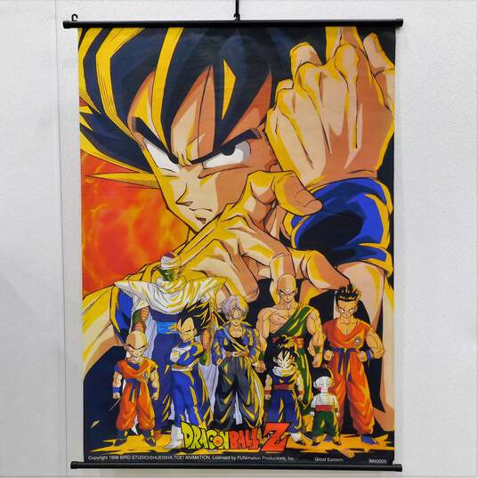 VTG 1998 Dragon Ball Z Wall Art Banner Fabric Hanging Scroll Bird Studio 42x31 image number 1