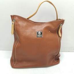 I Medici Firenze Italy Brown Pebbled Leather Zip Tote Bag