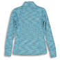 Womens Blue Long Sleeve 1/2 Zip Mock Neck Thumbhole Activewear Top Size S image number 2
