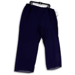 NWT Womens Blue Elastic Waist Lined Straight Leg Capri Pants Size 18W