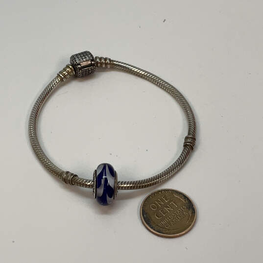 Designer Pandora  S925 ALE Sterling Silver Murano Glass Charm Bracelet image number 4