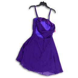 NWT Womens Purple Pleated Spaghetti Strap Fit And Flare Dress Size 34/27 alternative image
