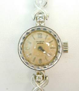 Ladies Vintage Universal Geneve 14K White Gold 0.06 CTTW Diamond Case 17 Jewels Swiss Wrist Watch 12.1g