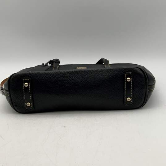 Dooney & Bourke Womens Black Pebbled Leather Bottom Stud Tote Bag Purse image number 7