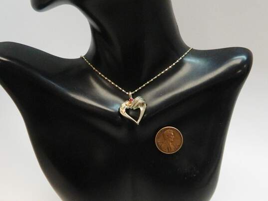 Romantic 925 Black Hills Sterling Spinel Open Heart Pendant Necklace 4.1g image number 4