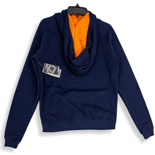 NWT Womens Blue Orange Long Sleeve Kangaroo Pocket Pullover Hoodie Size M image number 2