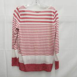 Vince WM's Rayon & Polyester Striped White & Pink Long Sleeve Sweater Size SM alternative image