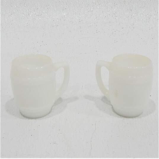 VTG E.O. Brody Milk Glass Bud Vases w/ Opalescent Hobnail Dish & Barrel Holders image number 3
