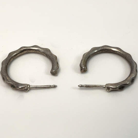 Designer Pandora 925 Sterling Sliver Pounded Twisted Hoop Earrings image number 2