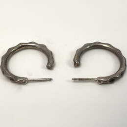 Designer Pandora 925 Sterling Sliver Pounded Twisted Hoop Earrings alternative image