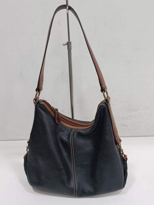Fossil Women's #75082 Black/Brown Leather Hobo Bag image number 2