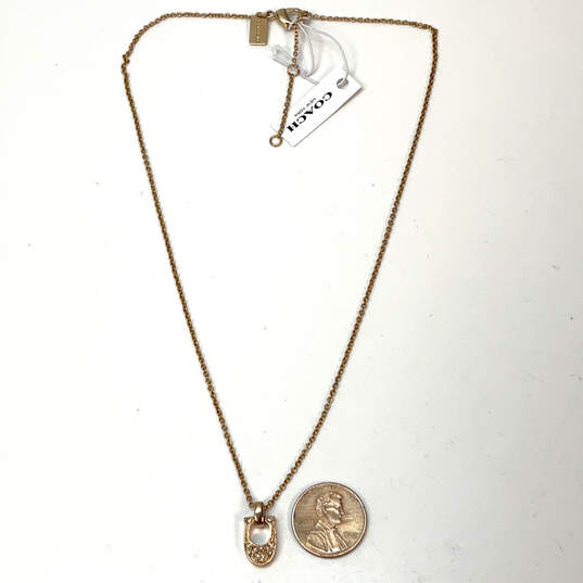 NWT Designer Coach Gold-Tone Link Chain Fashionable Logo Pendant Necklace image number 3