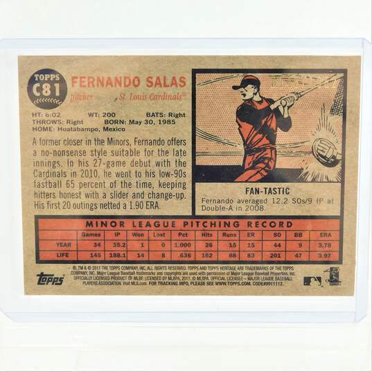 2011 Fernando Salas Topps Heritage Chrome Rookie /1962 St Louis Cardinals image number 3