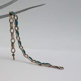 Sterling Silver Turquoise Like 6 1/2 Inch Bracelet 17 Inch Box Chain Necklace Bundle 2pcs 13.5g alternative image
