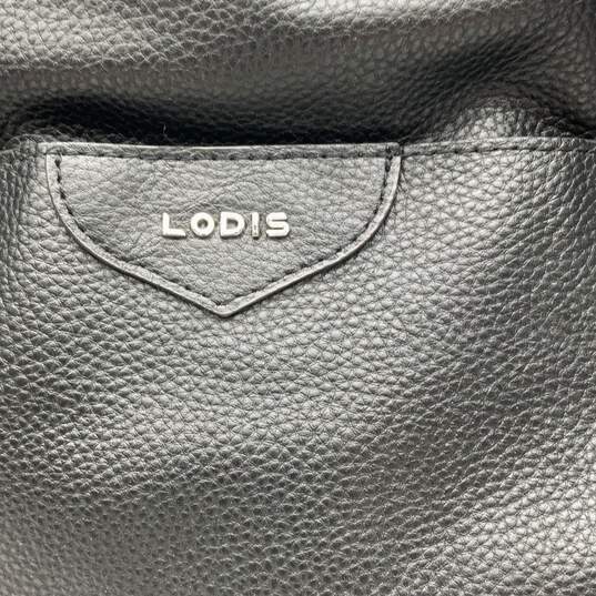 Lodis Womens Black Leather Inner Zipper Pocket Double Handle Tote Bag Purse image number 3