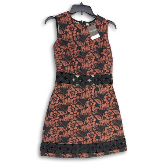 Womens Red Black Floral Sleeveless Cut Out Detail A-Line Dress Size 4 image number 1