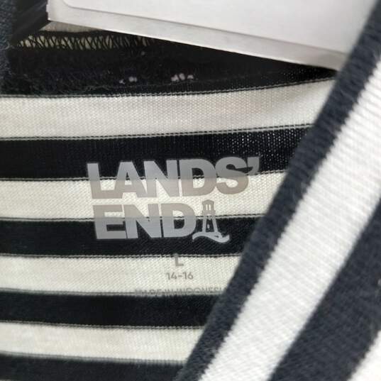 Women's Black & White Striped Lands' End Top Size L image number 3