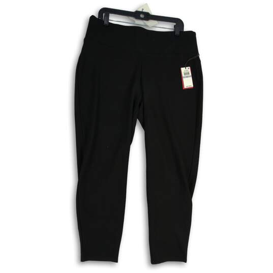 NWT Womens Black Flat Front Elastic Waist Pull-On Ankle Pants Size 1X image number 2