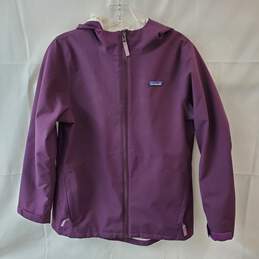 Purple Front Zipper Jacket with Hood