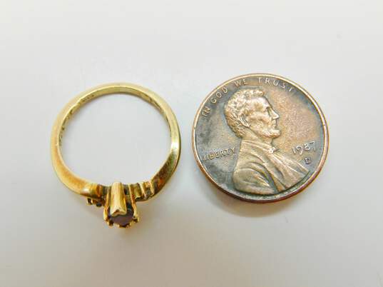 Vintage 10K Yellow Gold Garnet & Diamond Accent Ring 2.0g image number 4