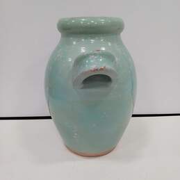 Vintage Large Ceramic 14" Tall Teal Double Handled Vase alternative image