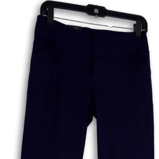 NWT Womens Blue Regular Fit Flat Front Pockets Wide Leg Dress Pants Size 2P image number 3