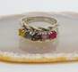 Vintage 10k White Gold Ruby Amethyst & Spinel Mothers Ring 3.6g image number 3
