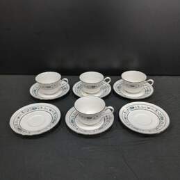 Set of 10 Noritake Ivory China Norma Tea Cups & Saucers