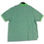Mens Green Blue Striped Short Sleeve Spread Collar Polo Shirt Size 4XB image number 2