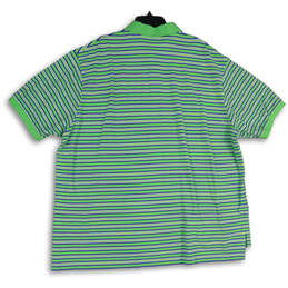 Mens Green Blue Striped Short Sleeve Spread Collar Polo Shirt Size 4XB alternative image